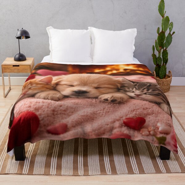 Item preview, Cuddling baby animals by a romantic fireplace on Valentine's Day designed and sold by Cerberus-Art.