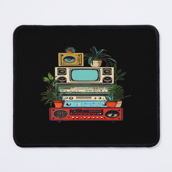 Item preview, Retro Tech Stack with Plants • Vintage Electronics Aesthetic • Colorful Home Decor Art Design designed and sold by Bright Nest Studio.