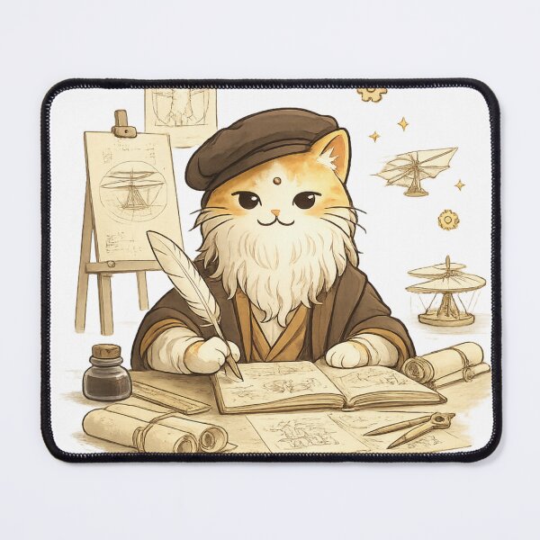Item preview, Leonardo Style Cat Minimal Art designed and sold by MeowMoodArt.
