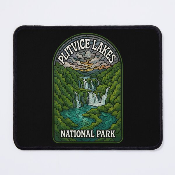Item preview, Plitvice Lakes National Park Croatia Stained Glass Travel designed and sold by TomFrontierArt.