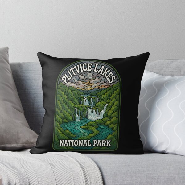Item preview, Plitvice Lakes National Park Croatia Stained Glass Travel designed and sold by TomFrontierArt.