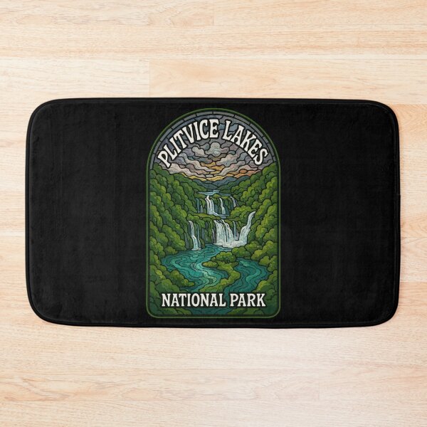 Item preview, Plitvice Lakes National Park Croatia Stained Glass Travel designed and sold by TomFrontierArt.