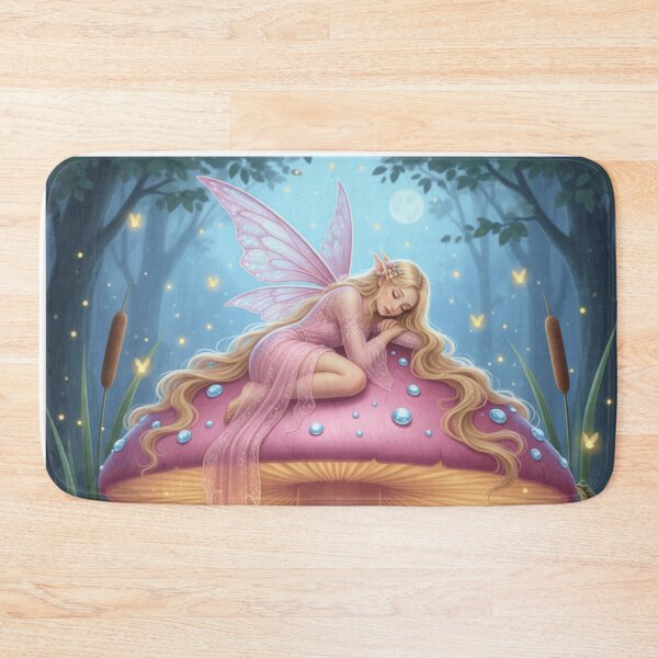 Item preview, Beautiful fairy sleeping on pink mushroom designed and sold by Fairy's and Dragons .