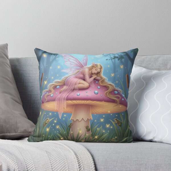 Item preview, Beautiful fairy sleeping on pink mushroom designed and sold by Fairy's and Dragons .