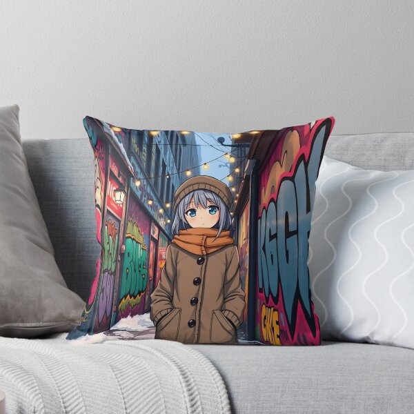 Item preview, Anime Girl in Winter Graffiti Street - Urban Art Scene designed and sold by Chibifaceneko.