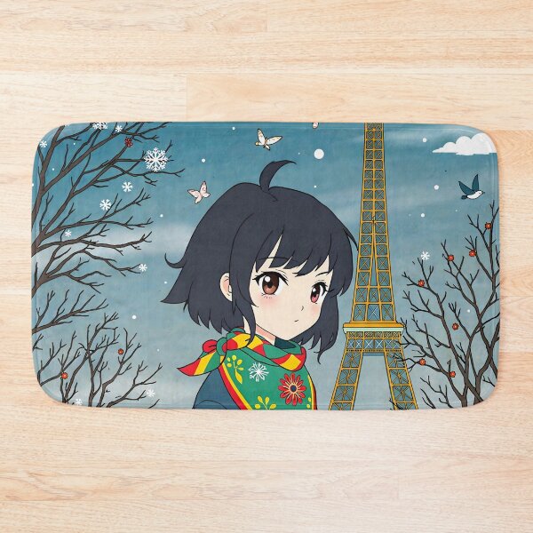 Item preview, Anime Girl at Eiffel Tower Winter - Paris France Scene designed and sold by Chibifaceneko.