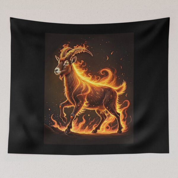 Item preview, 2027 Year of the Fire Goat, Fiery Goat,Happy New Year! fire on black background designed and sold by orthodox-icon.