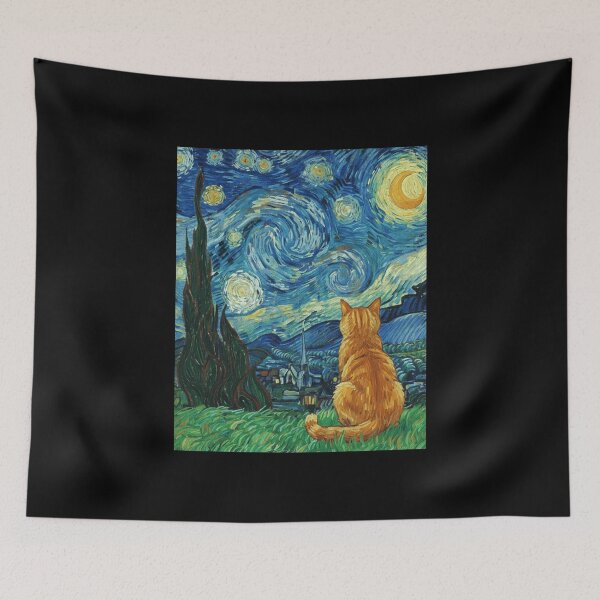 Item preview, Starry Night Orange Cat Painting I designed and sold by Lemon Pepper.