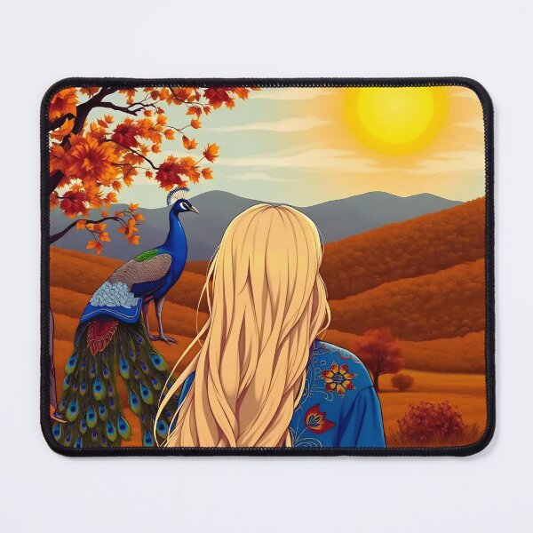 Item preview, Anime Girl Autumn Sunset Mountain - Fall Nature Scene designed and sold by Chibifaceneko.