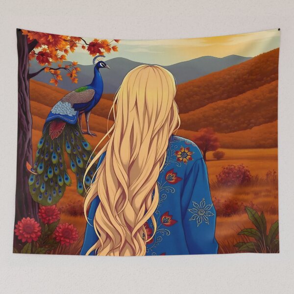 Item preview, Anime Girl Autumn Sunset Mountain - Fall Nature Scene designed and sold by Chibifaceneko.
