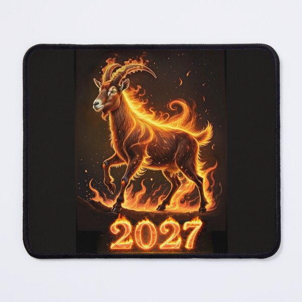 Item preview, 2027 Year of the Fire Goat, Fiery Goat,Happy New Year! fire on black background designed and sold by orthodox-icon.