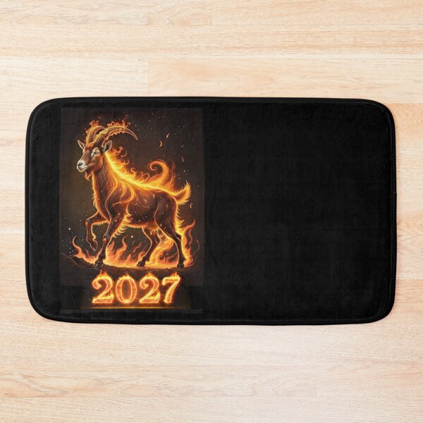 Item preview, 2027 Year of the Fire Goat, Fiery Goat,Happy New Year! fire on black background designed and sold by orthodox-icon.
