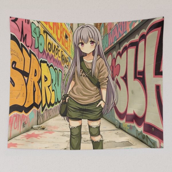 Item preview, Anime Character in Colorful Graffiti Street - Urban Art designed and sold by Chibifaceneko.