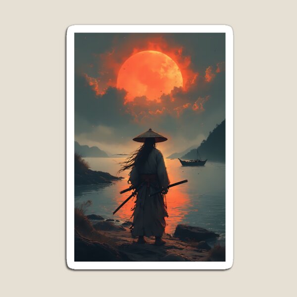 Item preview, Lone Samurai Under Crimson Moon designed and sold by TheDreamsMaker.