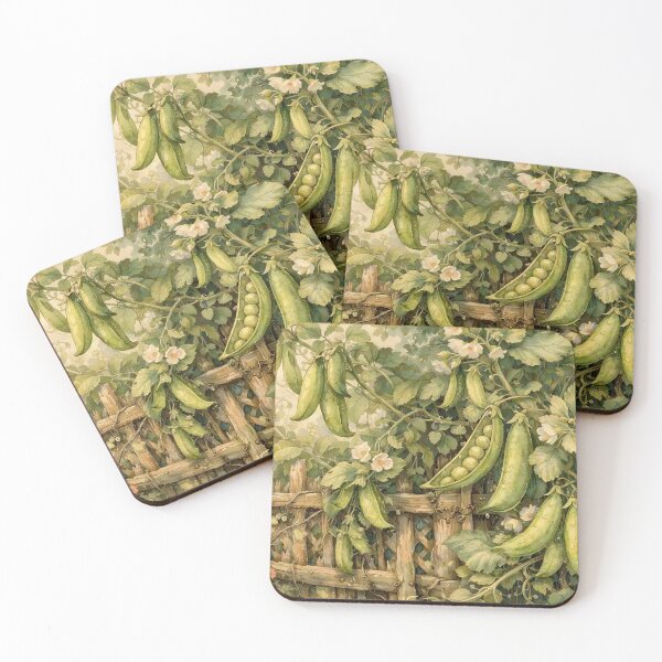 Item preview, Cottagecore Sugar Snap Peas Climbing the Fence designed and sold by M-Y-A-R-T-.