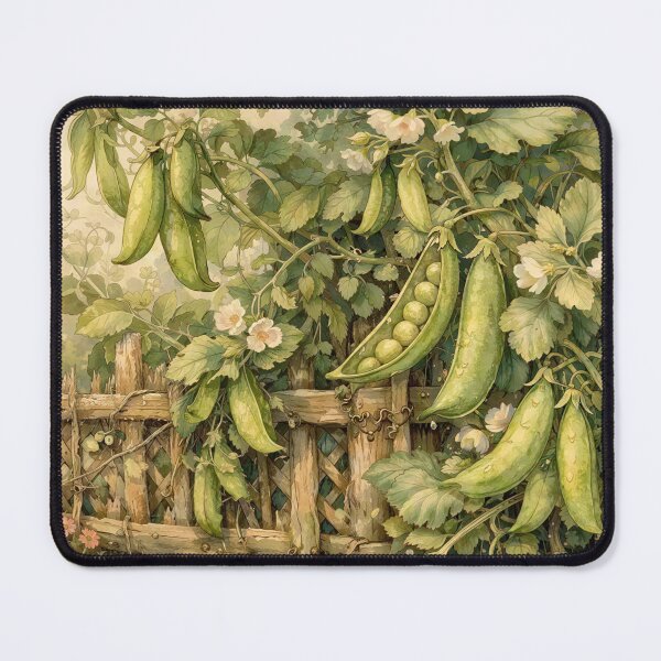 Item preview, Cottagecore Sugar Snap Peas Climbing the Fence designed and sold by M-Y-A-R-T-.