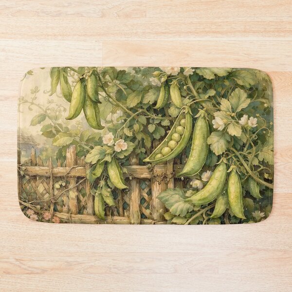 Item preview, Cottagecore Sugar Snap Peas Climbing the Fence designed and sold by M-Y-A-R-T-.