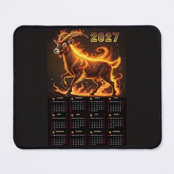 Item preview, 2027 Year of the Fire Goat, Fiery Goat,Happy New Year! fire on black background designed and sold by orthodox-icon.