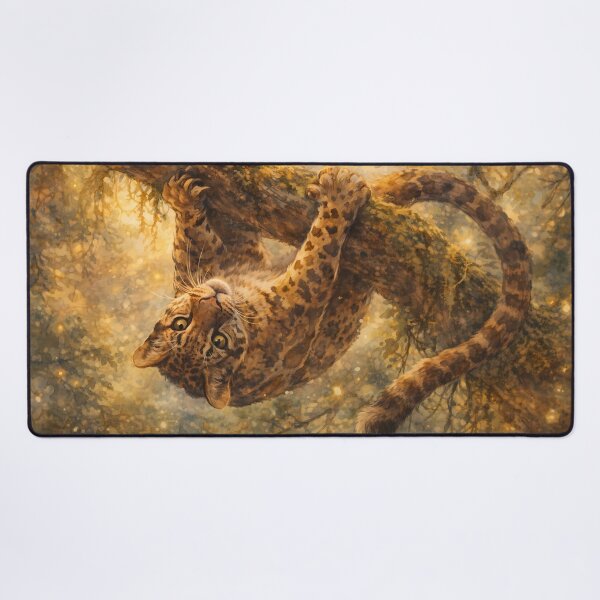Item preview, Leopard Playfully Hanging from Tree designed and sold by cuprum.