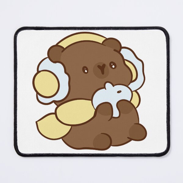 Item preview, Cute Kawaii Brown Bear in Winter Earmuffs and Scarf - Adorable Teddy Holding Snowball designed and sold by LYAN-STORE.