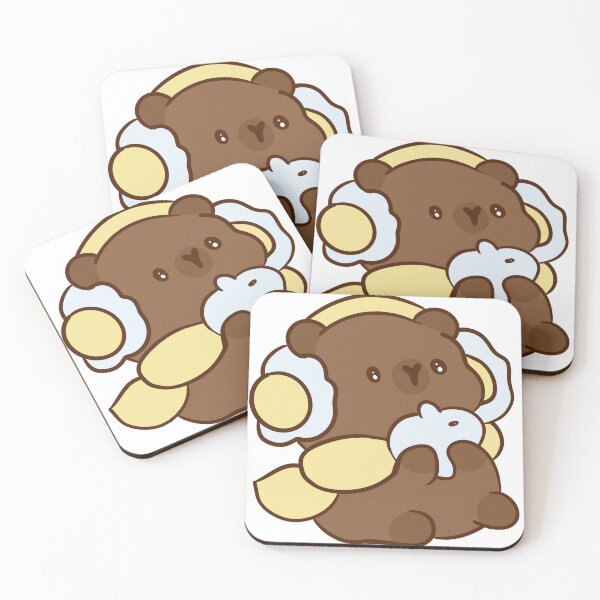 Item preview, Cute Kawaii Brown Bear in Winter Earmuffs and Scarf - Adorable Teddy Holding Snowball designed and sold by LYAN-STORE.
