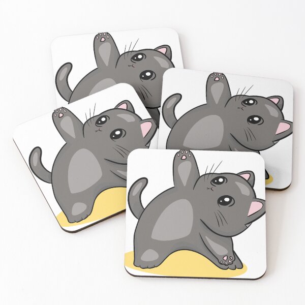 Item preview, Cute Kawaii Black Cat Doing Yoga - Adorable Kitty Stretching on Yellow Mat designed and sold by LYAN-STORE.