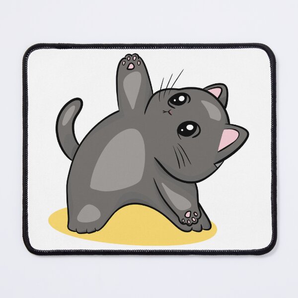Item preview, Cute Kawaii Black Cat Doing Yoga - Adorable Kitty Stretching on Yellow Mat designed and sold by LYAN-STORE.