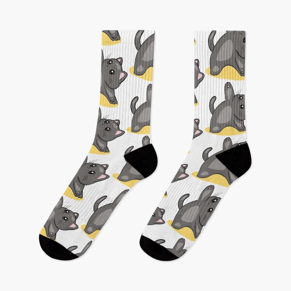 Item preview, Cute Kawaii Black Cat Doing Yoga - Adorable Kitty Stretching on Yellow Mat designed and sold by LYAN-STORE.