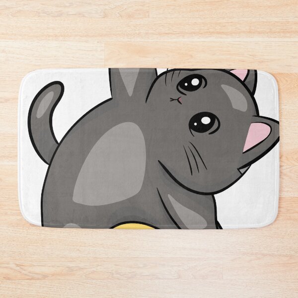 Item preview, Cute Kawaii Black Cat Doing Yoga - Adorable Kitty Stretching on Yellow Mat designed and sold by LYAN-STORE.