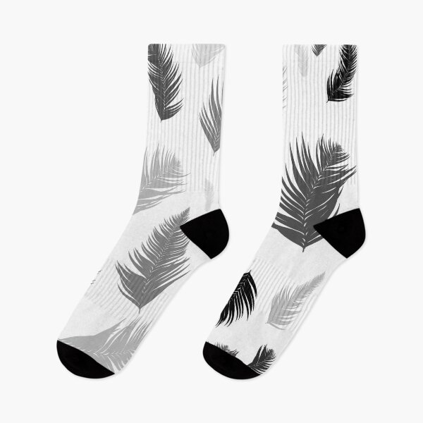 Item preview, Elegant Monochrome Feathers Pattern - Black and Grey Palm Fronds Abstract Art designed and sold by LYAN-STORE.