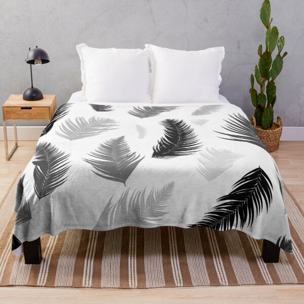 Item preview, Elegant Monochrome Feathers Pattern - Black and Grey Palm Fronds Abstract Art designed and sold by LYAN-STORE.