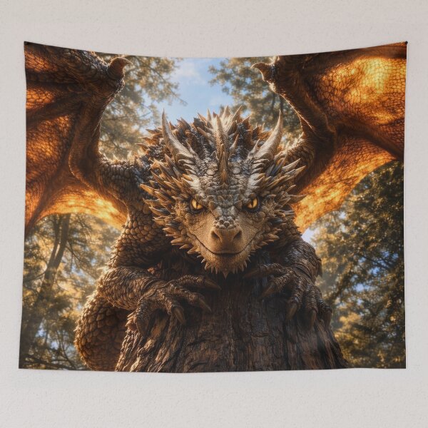 Item preview, Ancient Tree Guardian Dragon – Mystical Forest Fantasy Art designed and sold by DrakariArt.