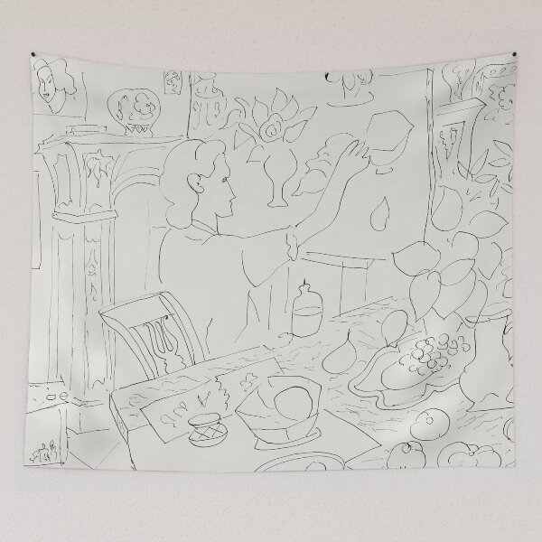 Item preview, Femme Dans Linterieur a La Nature Morte Au Magnolia by Henri Matisse: Minimal Line Art Poster designed and sold by artofuniverse.