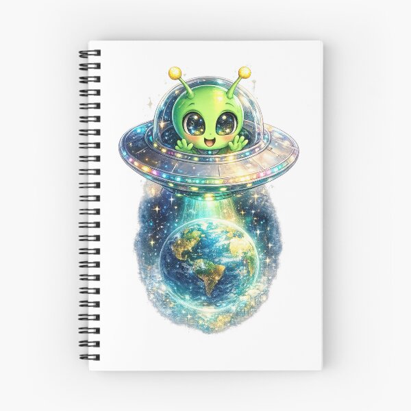 Item preview, Joyful alien in a glowing UFO admiring Earth. designed and sold by SpicyWind.