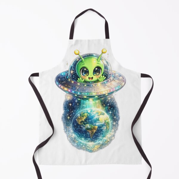 Item preview, Joyful alien in a glowing UFO admiring Earth. designed and sold by SpicyWind.