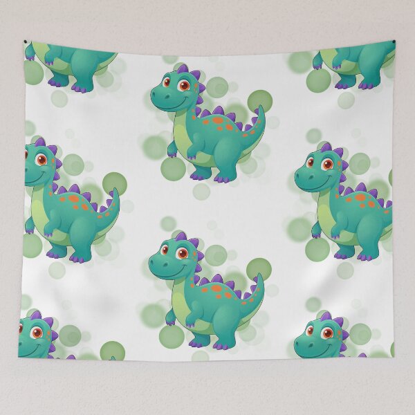 Item preview, Green Dinosaur with Purple Details - Cute Illustration designed and sold by iamKRUK.