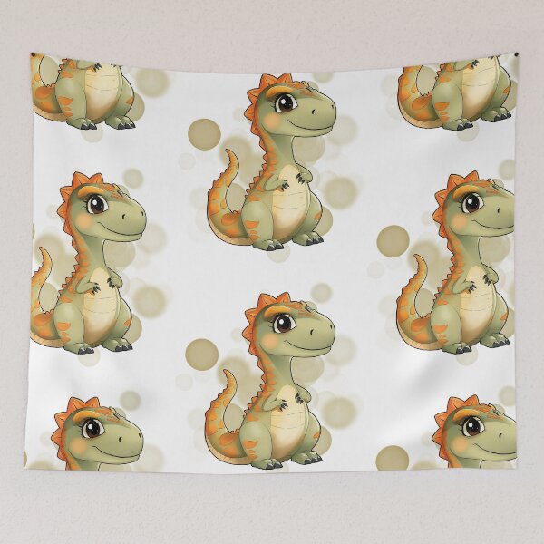 Item preview, Green Dinosaur with Orange Details and a Smile - Cute Illustration designed and sold by iamKRUK.