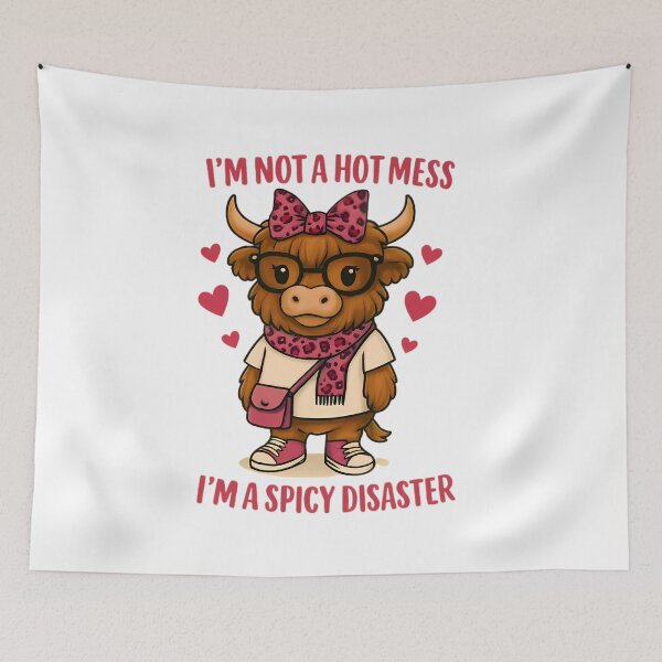 Item preview, Spicy Disaster Funny Highland Cow – Cute Heifer with Glasses designed and sold by Stavman Creative Designs.