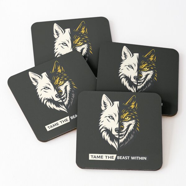 Item preview, TAME THE BEAST WITHIN – Minimalist Split-Face Wolf Design designed and sold by Culture Atlas .