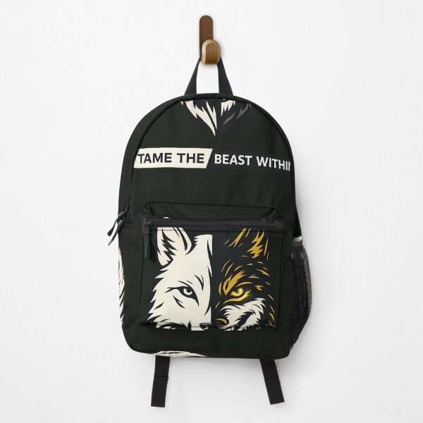 Item preview, TAME THE BEAST WITHIN – Minimalist Split-Face Wolf Design designed and sold by Culture Atlas .