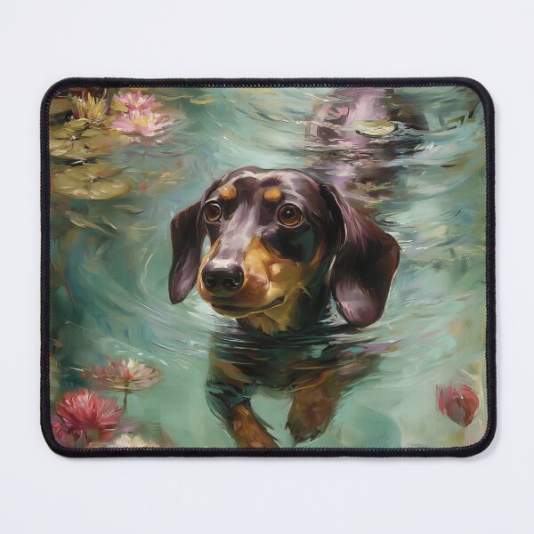 Item preview, Dachshund Swimming Among Water Lilies designed and sold by PetsArt.
