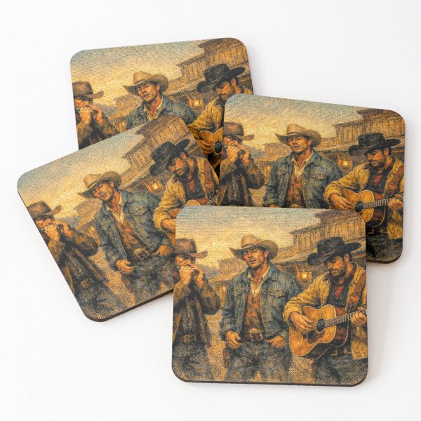 Item preview, Three Cowboys Playing Music on a Western Street designed and sold by acceleratorhams.