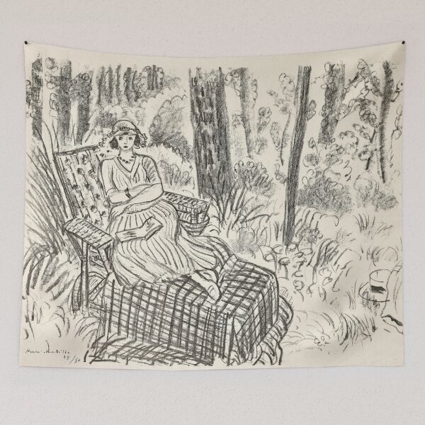 Item preview, Jeune Femme a La Chaise Longue Dans Un Sous Bois by Henri Matisse: Modernist Line Art designed and sold by artofuniverse.