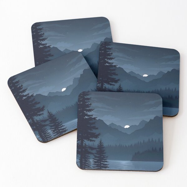 Item preview, Night Lake Moonlight Pine Tree Cinematic designed and sold by avwear.