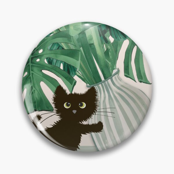 Item preview, Playful Cat with Monstera Vase designed and sold by FlowerFolie.