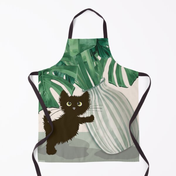 Item preview, Playful Cat with Monstera Vase designed and sold by FlowerFolie.