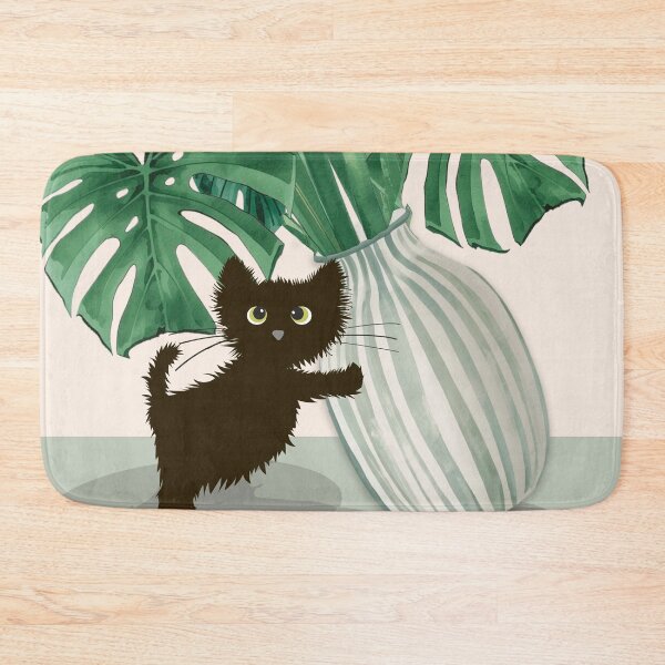 Item preview, Playful Cat with Monstera Vase designed and sold by FlowerFolie.