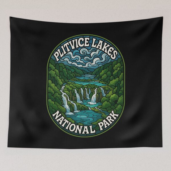 Item preview, Plitvice Lakes Croatia Stained Glass Travel designed and sold by TomFrontierArt.