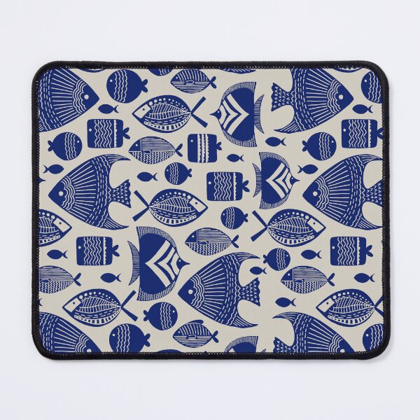 Item preview, Scandinavian Blue Fish Seamless Pattern – Nordic Folk Art Coastal Ocean Design designed and sold by Retro Street Studios.