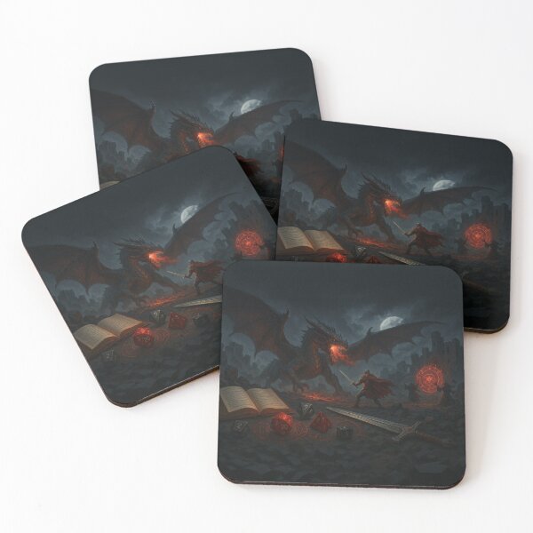 Item preview, Epic Dragon Battle, Dark Fantasy RPG Art, dnd mth playmat play mat designed and sold by CharmedVille.
